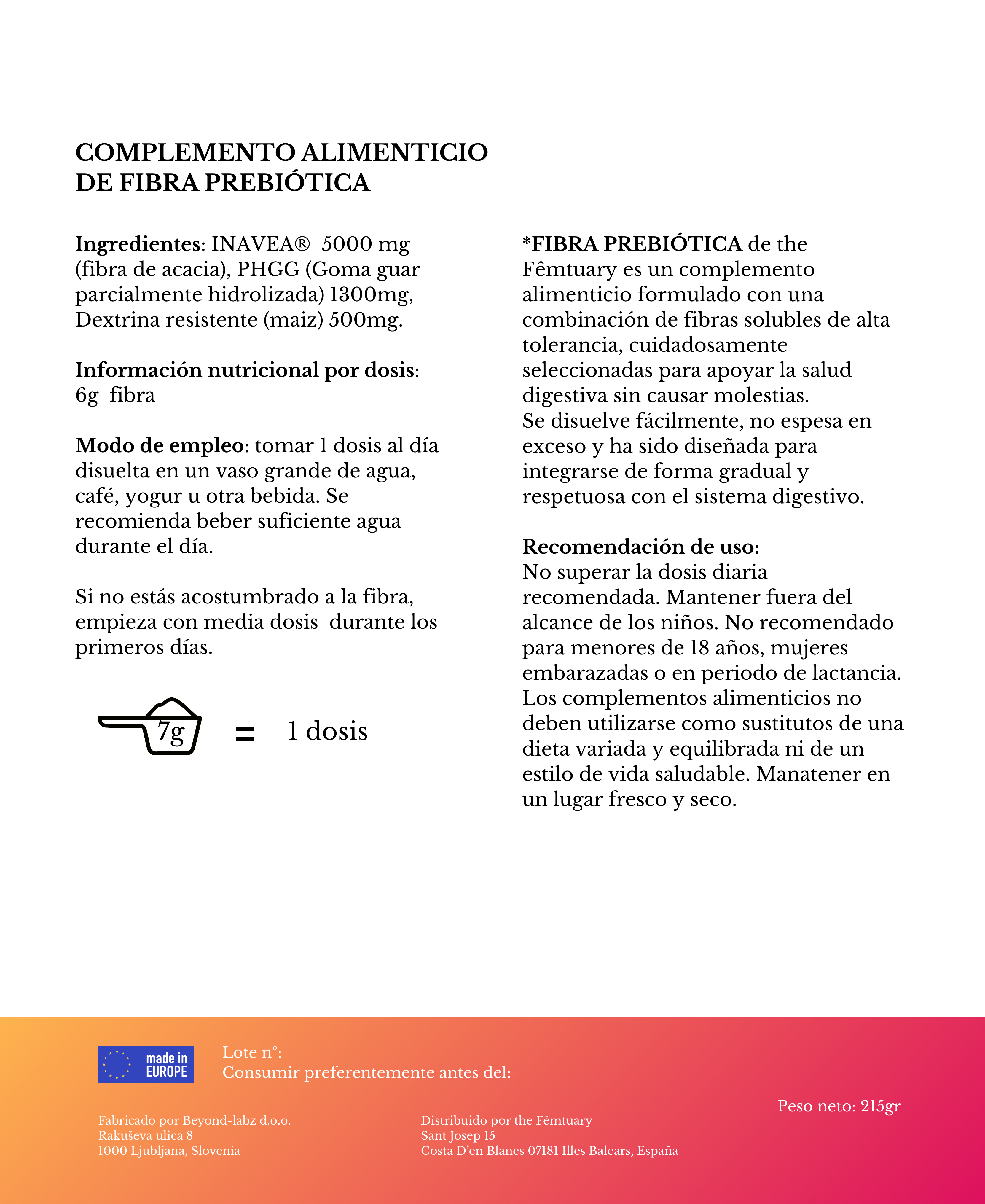 Fibra prebiótica (Intestino+Metabolismo)